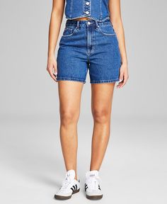 And Now This Women's High Rise Denim Shorts, Created for Macy's - Macy's Dad Shorts, Hips Dips, Curvy Shorts, Mid Length Shorts, High Rise Denim Shorts, Mom Shorts, High Waisted Shorts Denim, Denim Shorts Women, High Rise Denim