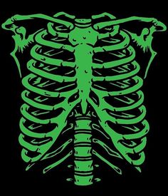 a green skeleton with arms and legs in the shape of a human ribcage