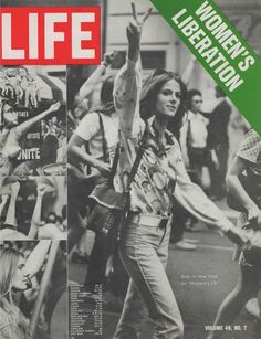 the cover of life magazine features a woman's liberation in black and white photo