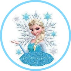 an image of a frozen princess with snow flakes on her head and arms out