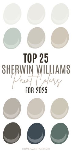 the top 25 sherwinn williams paint colors for 205