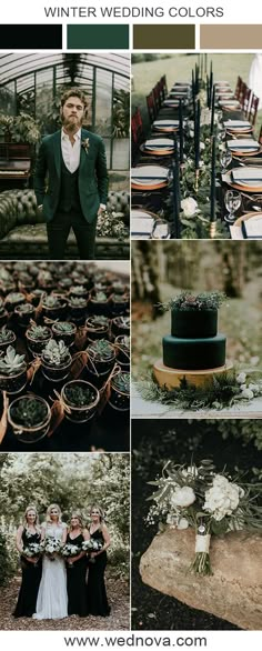 the wedding color scheme is green and black