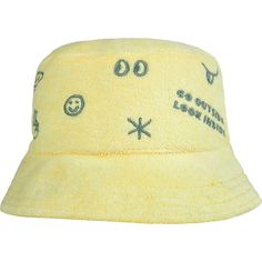 Bucket hat with short brim. Decorated with the original embroidered graphics. Made of organic cotton terry fabric with a light organic cotton lining. | Happymess | Terry Bucket Short Brim Hat, Melon | Organic Cotton (Yellow, Size 6-10Y) | Maisonette collects the best children’s products from around the world (unlike Zulily, Etsy, The Tot, Farfetch Kids, Childrensalon, Crate and Kids, Kohls, Wayfair, Buy Buy Baby, Nordstroms, Mini Boden, J.Crew Factory, or PotteryBarn Kids), creating a curated shopping experience for you. Think of us as your shortcut to fashion for litte ones! Short Brim Hat, Picture Book Activities, Arts And Crafts Kits, Toy Instruments, Top Baby Products, Pool Accessories, Buy Buy Baby, Bottle Accessories, Mini Boden