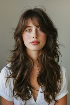 long layered haircut, layered haircut, long layers, layered haircut, layered haircut with curtain bangs Chic Haircut, Layered Hair With Bangs, Long Layered Haircuts, Long Brown Hair, Hair 2024, Long Layered Hair, Haircuts For Long Hair