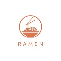 ramen logo with chopsticks and noodles in the bowl on white background illustration