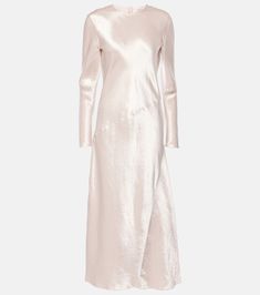 Elogio satin maxi dress in beige - Max Mara | Mytheresa Satin Maxi, Satin Maxi Dress, Made In China, Leather Pumps, Invisible Zipper, Max Mara, Designing Women, Clothing And Shoes, Evening Dresses