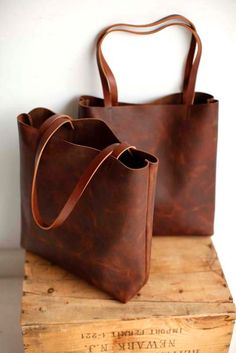 Brown Leather Bags, Sac Diy, Brown Leather Strap