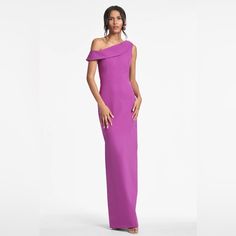 Nwt Brand New Never Worn Sachin And Babi Davis Gown - Magenta Elegant Purple Formal Gown, Elegant Purple Floor-length Maxi Dress, Purple One-shoulder Dress For Gala, Purple One-shoulder Gala Dress, Elegant Purple Maxi Gown, Purple Fitted Maxi Dress For Bridesmaid, Elegant Purple Maxi Length Gown, Fitted Purple Maxi Dress For Bridesmaids, Formal Purple Maxi Evening Dress