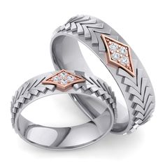 Platinum & Rose Gold fusion rings studded with Diamonds 
Platinum couple rings Fusion Rings, Platinum Rings For Men, Platinum Couple Rings, Platinum Love Bands, Married Ring, Gents Rings, Fusion Ring, Platinum Rings