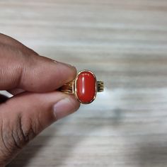 "925 Sterling Silver Certified Natural 7.25 Carat Red Coral Moonga Gemstone Ring for Men and Women Product  : Ring Gemstone : Natural Coral (Moonga) Stone Size :  3.70 ct- 10 ct. (4 to 11 Ratti) Metal : Silver Coral Moonga 4.00-11.00 Ct. Stone Panchadhatu(Copper) Adjustable Ring For Men&Women.This ring is suitable for men&Women having ring sizes between 4.25 to 12.00 as per US ring standards.Size of this ring is easily by hand. Fine quality Red Coral is used to give best results for your astrolo Red Oval Gemstone Signet Ring, Red Oval Cabochon Gemstone Signet Ring, Oval Red Gemstone Signet Ring, Red Oval Cabochon Gemstone Ring, Rings Models, Gemstone Ring For Men, Coral Stone Ring, Red Coral Ring, Unique Meaning