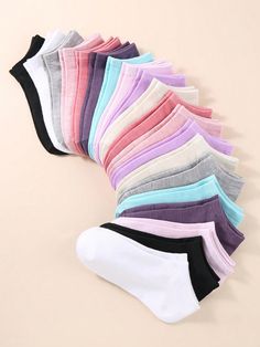 20/30 Pairs Women's Multicolor Summer Low Cut Socks, Thin Shallow Mouth Ankle Socks Multicolor    Fabric Colorblock,Plain    Women Socks & Hosiery, size features are:Bust: ,Length: ,Sleeve Length: Trendy Socks, Low Cut Socks, Ankle Socks Women, Invisible Socks, Slim Fit Top, Women Socks, Couple Matching, Dark Jeans, Plain Black