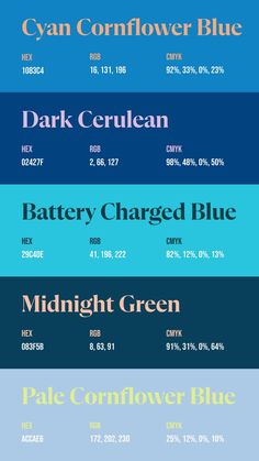 four different colors of the same font are shown in this graphic style, and each color is