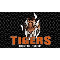 the tigers logo on a black background with an orange and white tiger's head