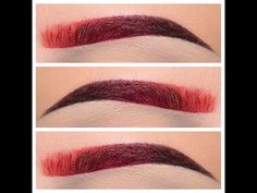 Red Hair Red Brows Eyebrows, Red Eyebrows Tutorial, Red Eye Brow, Red Brows Eyebrows, Red Brows Makeup, Black And Red Eyebrows, Colored Brows Makeup, Red Eyebrows Makeup, Burgundy Eyebrows