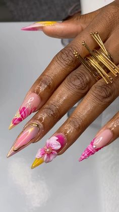 Summer Nails Stiletto, Nails Inspo Black, Nail Inspo Aesthetic, Summer Holiday Nails, Nails Gel Nails, Aesthetic Nails, Summery Nails