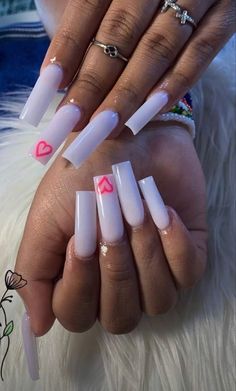 Long Square Nails, Nails Coffin Short, Long Acrylic Nail Designs, White Acrylic Nails, Colored Acrylic, Acrylic Nails Designs, Baddie Nails