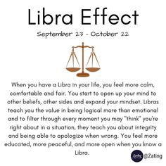 the libra effect poster with an image of two scales