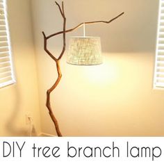 a lamp that is next to a tree branch