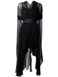 It's perfect. It would be fabulous with wings. Or really wild hair. Or anything, really. Louiza Babouryan Waterfall Cape Dress Witchy Fashion, Cocktail Party Dresses, Looks Black, Looks Street Style, Cape Dress, Gothic Outfits, Yohji Yamamoto, Dark Fashion, Mode Inspiration