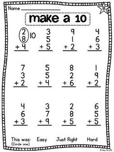 a printable worksheet for addition to make a 10