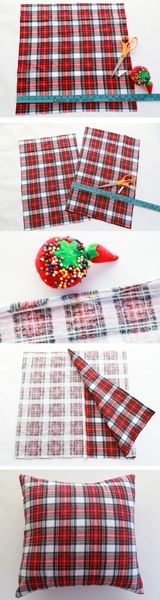 four different ways to sew a plaid pillow