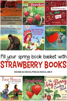 strawberry books with the title fill your spring book basket with strawberries