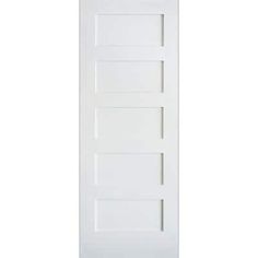 the interior door is white and has three panels on each side, with one panel missing