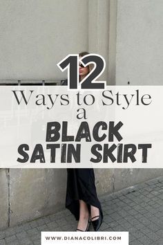 Satin On Satin Outfit, Plus Pencil Skirt Outfits, Satin Skirt Casual Outfit Summer, How To Style A Silk Skirt For Summer, Satin Skirt Business Outfit, How To Style Black Silk Midi Skirt, Long Black Skirt Business Casual, Black Satin Skirt Fall, Silk Skirt Black Outfit