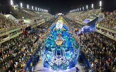 a large float in the middle of a crowd