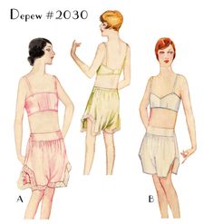 Vintage Sewing Pattern Reproduction 1920's Bandeau Bra and Step-Ins Multi-Size #2030 - PAPER VERSION 1920s Lingerie, Sewing Lingerie, Retro Lingerie, Bandeau Bra, Embroidery Motifs, 1920s Fashion, Vintage Lingerie, Historical Clothing, Vintage Sewing Patterns