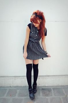 This photo was uploaded by lehappy. Lua Rock Outfits Women, Grunge Outfits Dresses, Grunge Style Outfits, Goth Rock, Tokyo Street Fashion, Vintage Black Dress, Plaid Outfits, Rock Outfits, Grunge Look