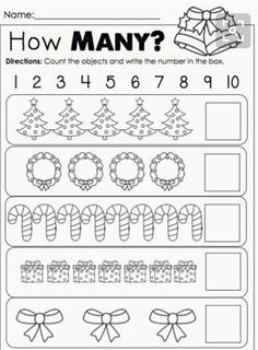 christmas counting worksheet for kids with numbers and candy canes on the top