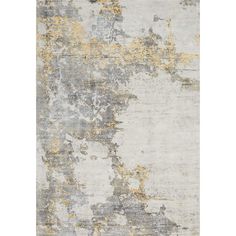 an abstract rug with yellow and gray colors