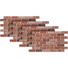 three pieces of red brick are shown against a white background