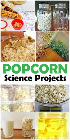 popcorn science project for kids with pictures and instructions to make it in the microwave or on the stove