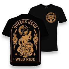 Introducing “WILD RIDE” Tee. Previously on our cotton fleece hoodies. There were a lot of requests to print this on our poly/cotton shirts so we made it happen. ENJOY! Showcasing a vintage American traditional tattoo inspired design on the front left chest and covers the entire back. The artwork definitely speaks to some of our favorite old school designs. (UNISEX FIT, IF YOU’RE CAUGHT BETWEEN SIZES GO WITH THE LARGER VARIANT) Tattoo Shirt Ideas, Tattoo Merchandise, Tattoo T Shirt Design, Tattoo Shirt Design, Tattoo Logo Design, Aesthetic Clothes Men, Motorcycles Logo Design, School Designs, T-shirt Design Illustration