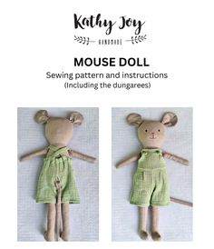 the sewing pattern is for a mouse doll