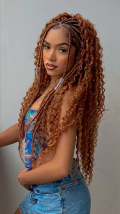 Black Festival Hairstyles, Bahama Braids, Kanekalon Twist Hairstyles, Honey Brown Box Braids On Light Skin, Braided Hairstyles Kanekalon, Orange Box Braids, Quick Kanekalon Hairstyles, Mexico Braids, Half Braids Half Crochet Hairstyles