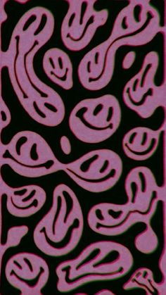 a pink and black square with swirls on it