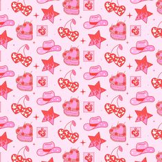 pink hearts and stars on a light pink background