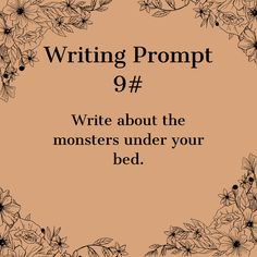 the words writing prompt 9 written in black on an orange background with flowers and leaves