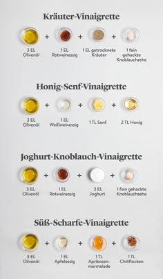 an image of different types of sauces and condiments on a white background