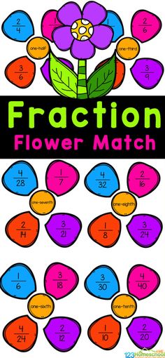 a flower math game with the words fraction and numbers on it's front cover