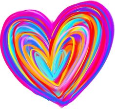 a colorful heart shaped painting on a white background