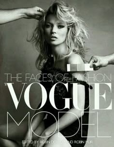 the faces of fashion magazine cover featuring a woman in black dress and hands on her head