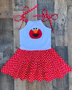 Elmo Twirl Dress Playful Red Cotton Sundress, Fun Red Birthday Dress, Red Summer Playtime Dress, Playful Red Sundress For Summer, Red Summer Birthday Dress, Red Summer Dress For Playtime, Red Summer Dress For Birthday, Fun Red Ruffled Dress, Playful Red Sundress For The Beach