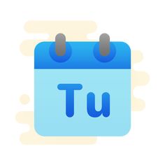 a blue calendar with the letter tw on it's front and bottom corner