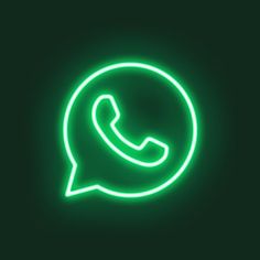 a green neon sign with the words whatsapp on it and an image of a phone