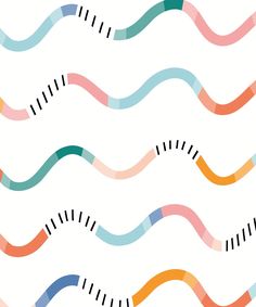 an abstract pattern with wavy lines in pastel colors on a white background that looks like waves