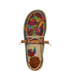 HEYDUDE | Women's Casual | Wendy Margaritaville - Multi | Size 9 - Escape to Margaritaville in one step with our new HEYDUDE™ x Margaritaville go-to’s. With lightweight, breathable fabrics, and tropical prints island vibes and good times are right at your feet–no passport required.  Shoe Specs: Paradise Ready! Flex & Fold Technology Ultralight Outsole Easy-On Lacing System Textile-lined, Removable InsoleRelaxed Fit: Ample roominess allows for laid-back, easygoing feel Women's Casual Shoes, Wendy School Uniform Shoes, School Uniform Kids, Tropical Prints, Affordable Shoes, Sandal Platform, Island Vibes, Wide Shoes, Platform Sneakers, Casual Shoes Women